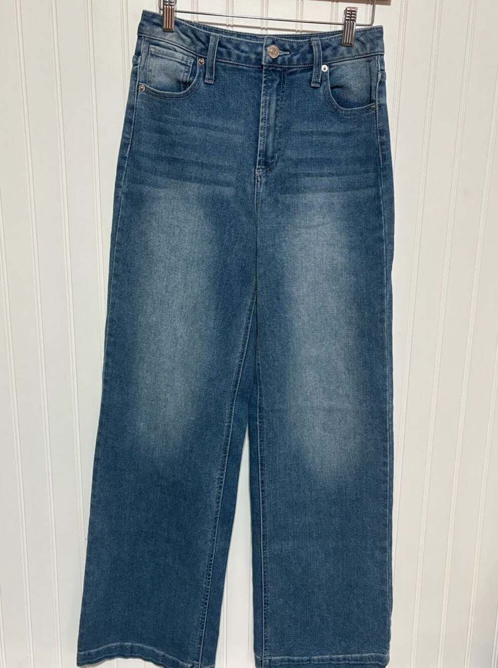 Juicy Couture Jeans Junior 5/27 Lunita Blue Denim Wide Leg Rhinestone Butt Y2K